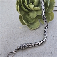 rundt-flettet-sølv-armbånd-krog-lukning-vintage-sølvlænke